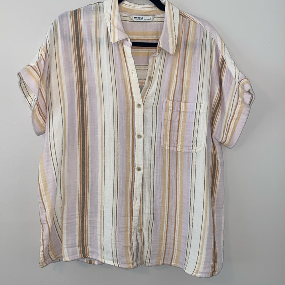 Sonoma 100% Cotton Button Down Top